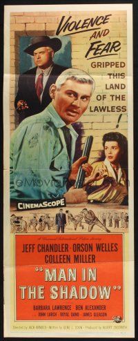 7k224 MAN IN THE SHADOW insert '58 Jeff Chandler, Orson Welles & Miller in a lawless land!