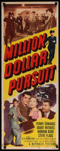 7k233 MILLION DOLLAR PURSUIT insert '51 Penny Edwards, Grant Withers, crime action!