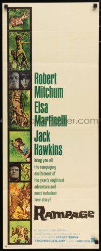 7k294 RAMPAGE insert '63 Robert Mitchum & Elsa Martinelli in the African jungle, cool art!