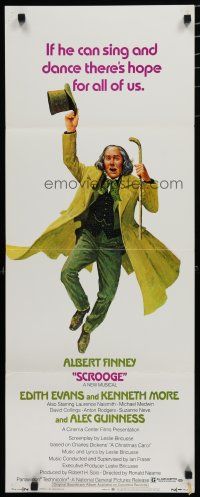 7k323 SCROOGE insert '71 Charles Dickens, art of Albert Finney as Ebenezer Scrooge