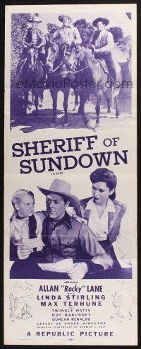 7k334 SHERIFF OF SUNDOWN insert R54 cool images of cowboy Allan Rocky Lane, Linda Stirling!