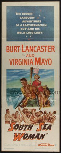 7k344 SOUTH SEA WOMAN insert '53 leatherneckin' Burt Lancaster & sexy Virginia Mayo!