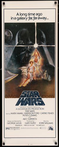 7k356 STAR WARS insert R1982 George Lucas classic sci-fi epic, great artwork by Tom Jung!
