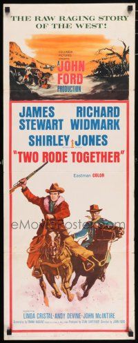 7k404 TWO RODE TOGETHER insert '61 John Ford, art of James Stewart & Richard Widmark on horses!