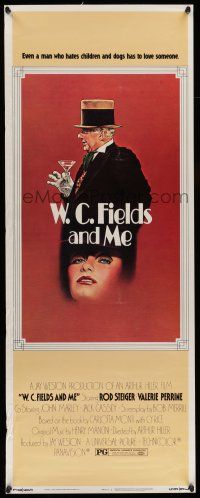 7k411 W.C. FIELDS & ME insert '76 Rod Steiger, Perrine, biography, great artwork holding cocktail!