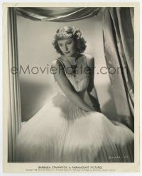 7m147 BARBARA STANWYCK 8x10 still '38 beautiful seated portrait in pretty gown & necklace!