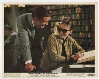7m015 BREAKFAST AT TIFFANY'S color 8x10 still '61 Peppard laughs with Audrey Hepburn in library!