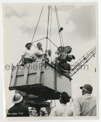 7m206 CAINE MUTINY candid 8.25x10 still '54 crane hoists director & camera crew over Pearl Harbor!