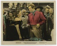 7m030 CALIFORNIA color 8x10 still '46 Barbara Stanwyck & Milland by huge stacks of gambling chips!