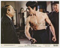 7m033 CHINESE CONNECTION 8x10 mini LC #8 '73 Jing Wu Men, barechested Bruce Lee glares at guy!