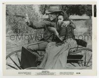 7m363 FLAMING STAR 8x10.25 still '60 Elvis Presley with gun protecting Dolores Del Rio on buggy!