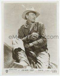 7m465 HONDO 3D 8x10.25 still '53 great close up of cowboy John Wayne sitting on his horse!