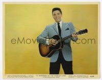7m051 IT HAPPENED AT THE WORLD'S FAIR color 8x10 still #11 '63 c/u of Elvis Presley playing guitar!