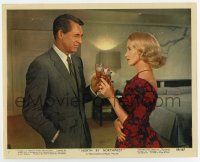 7m070 NORTH BY NORTHWEST color 8x10 still #2 '59 Cary Grant & Eva Marie Saint toasting, Hitchcock!