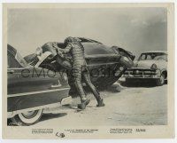 7m748 REVENGE OF THE CREATURE 8x10 still '55 great image of the monster rolling a car over!