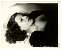 7m759 RITA HAYWORTH 8x10 still '40s laying down in bed with styled hair & black velvet gown!