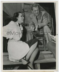 7m540 JOURNEY INTO FEAR candid 8.25x10 still '42 Dolores Del Rio & Joseph Cotten laughing on set!