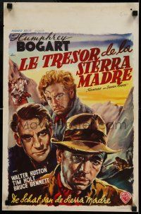 7p265 TREASURE OF THE SIERRA MADRE Belgian '48 Wik art of Humphrey Bogart, Tim Holt & Huston!