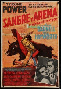 7p036 BLOOD & SAND Colombian poster '41 great artwork of matador, Tyrone Power & Rita Hayworth!