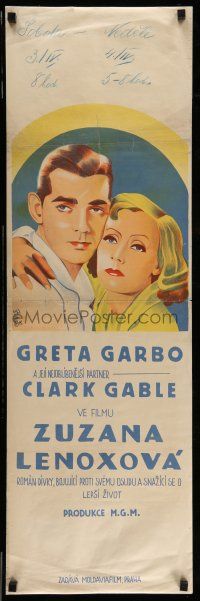 7p010 SUSAN LENOX: HER FALL & RISE Czech 12x38 '31 cool different art of Garbo and Gable!