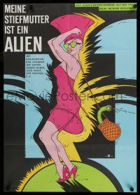 7p086 MY STEPMOTHER IS AN ALIEN East German 23x32 '90 wacky artwork of sexy Kim Basinger!