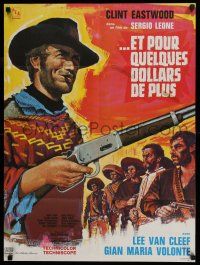 7p185 FOR A FEW DOLLARS MORE French 23x31 '66 Sergio Leone, Tealdi artwork of Clint Eastwood!
