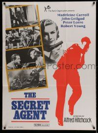 7p103 SECRET AGENT Indian R70s Alfred Hitchcock, Madeleine Carroll with pistol!
