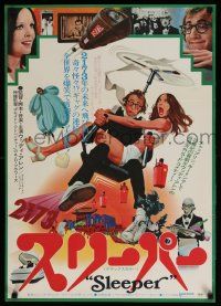 7p428 SLEEPER Japanese '74 Woody Allen, Diane Keaton, futuristic sci-fi comedy art by McGinnis!