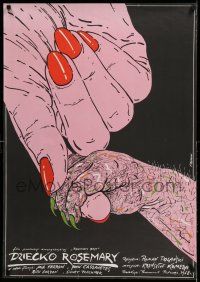 7p569 ROSEMARY'S BABY Polish 27x38 '84 Roman Polanski, different art of hands by Andrzej Pagowski!