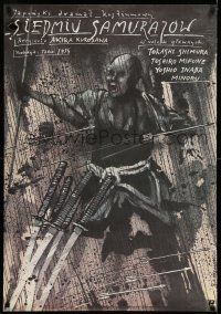 7p572 SEVEN SAMURAI Polish 27x38 R87 Akira Kurosawa's Shichinin No Samurai, Mifune, Pagowski art!