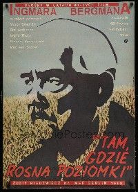7p594 WILD STRAWBERRIES Polish 27x38 '57 Ingmar Bergman's Smultronstallet, c/u of Victor Sjostrom!