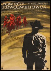 7p512 RETURN OF THE GUNFIGHTER Polish 23x32 '70 Bobrowski artwork of cowboy Robert Taylor!