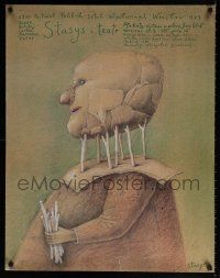7p582 STASYS & THEATER Polish 26x33 '89 Stasys art of man w/head on sticks!