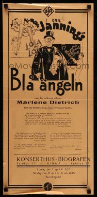 7p051 BLUE ANGEL Swedish stolpe '30 von Sternberg, Jannings, Marlene Dietrich, Hakansson art!