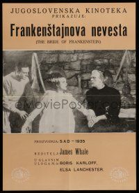 7p296 BRIDE OF FRANKENSTEIN Yugoslavian 19x26 '60s Boris Karloff w/Elsa Lanchester & Colin Clive!