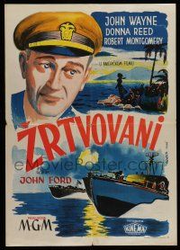 7p363 THEY WERE EXPENDABLE Yugoslavian 20x28 '45 John Wayne, sea battle art & John Ford directed!