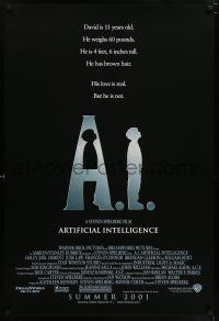 7r028 A.I. ARTIFICIAL INTELLIGENCE advance 1sh '01 Spielberg, Haley Joel Osment, Jude Law!