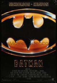 7r063 BATMAN 1sh '89 Michael Keaton, Jack Nicholson, directed by Tim Burton!