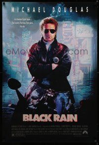 7r082 BLACK RAIN 1sh '89 Ridley Scott, Michael Douglas is an American cop in Japan!