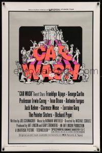 7r105 CAR WASH 1sh '76 written by Joel Schumacher, cool Drew Struzan art of cast around title!