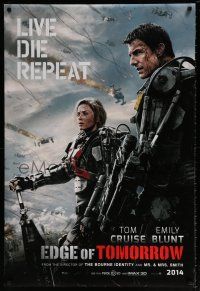 7r187 EDGE OF TOMORROW 2014 teaser DS 1sh '14 Tom Cruise & Emily Blunt, live, die, repeat!