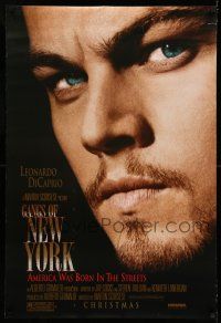 7r265 GANGS OF NEW YORK advance DS 1sh '02 Martin Scorsese, close-up of Leonardo DiCaprio!