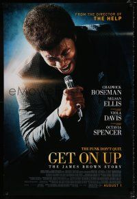 7r269 GET ON UP advance DS 1sh '14 great image of Chadwick Boseman as James Brown!