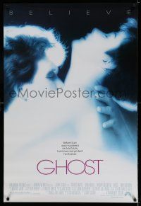 7r271 GHOST 1sh '90 classic romantic close up of dead Patrick Swayze & sexy Demi Moore!