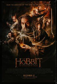 7r326 HOBBIT: THE DESOLATION OF SMAUG advance DS 1sh '13 Peter Jackson directed, cool cast montage!