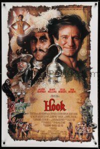 7r330 HOOK DS 1sh '91 art of pirate Dustin Hoffman & Robin Williams by Drew Struzan!