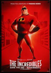7r351 INCREDIBLES advance DS 1sh '04 Disney/Pixar sci-fi superhero family, Mr. Incredible!