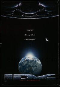 7r352 INDEPENDENCE DAY style B teaser 1sh '96 great image of enormous alien ship over Earth!