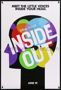 7r362 INSIDE OUT head style advance DS 1sh '15 Walt Disney, Pixar, meet the voices inside your head!