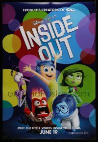 7r361 INSIDE OUT advance DS 1sh '15 Walt Disney, Pixar, cool image of cast!